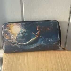 $10 SALE Enchanted Mermaid Print Zippered Wallet NWOT Gift Idea Holiday Stocking